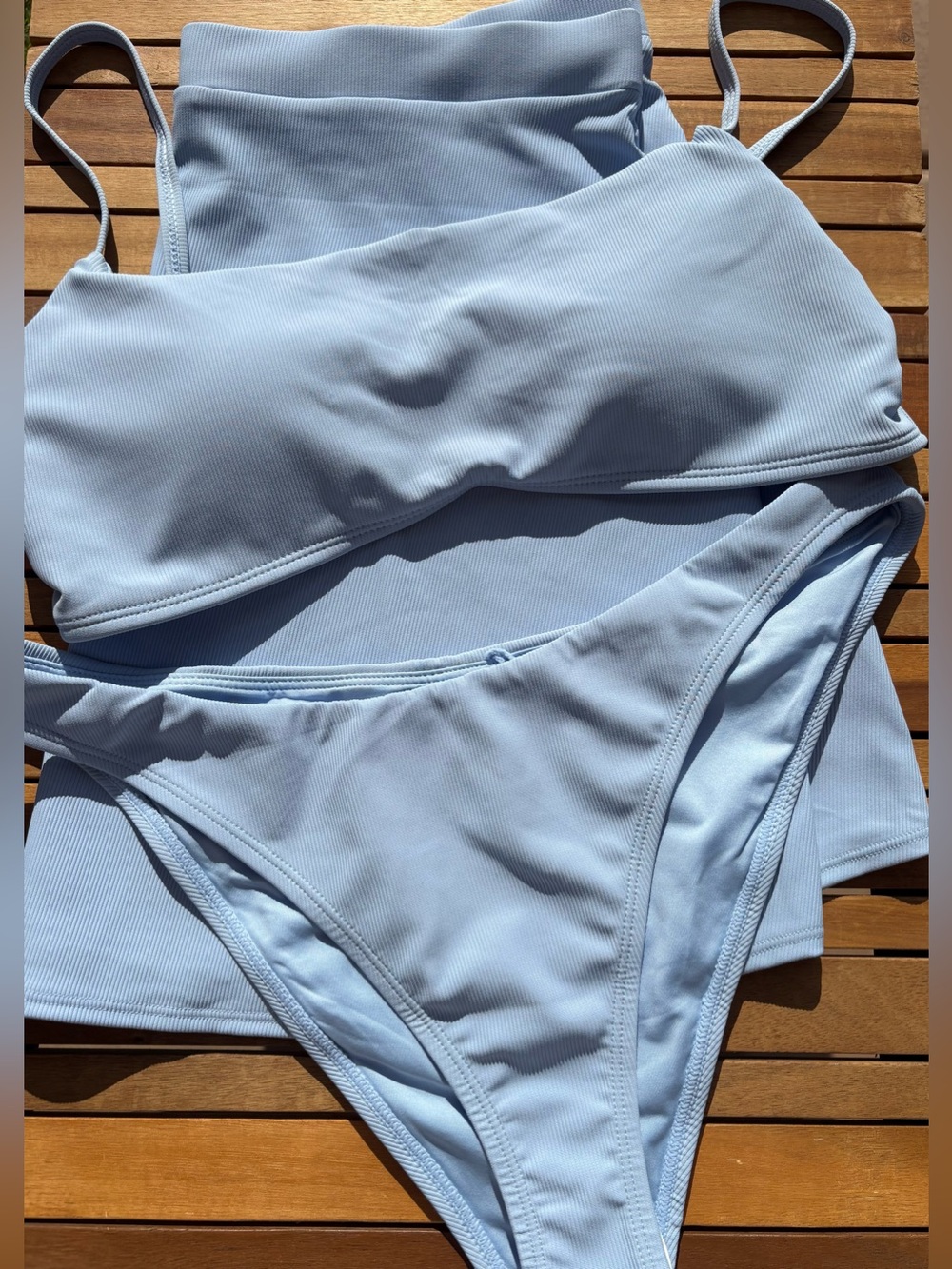 LARGE NWT Light Blue Scoop Bikini 3 Piece Skirt Swim set Wilo the Label